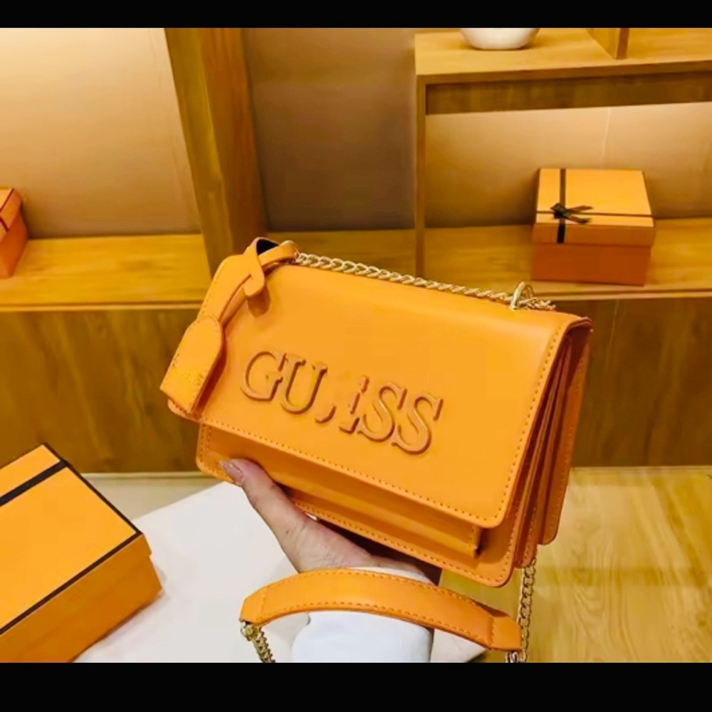 Guess Orange Crossbody Bag with Embossed Branding